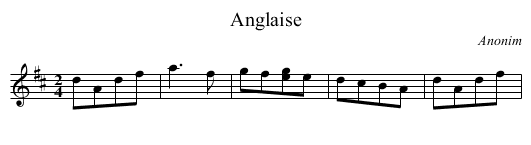 Anglaise - staff notation