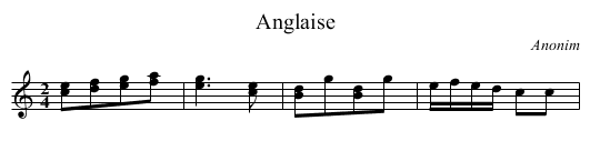 Anglaise - staff notation