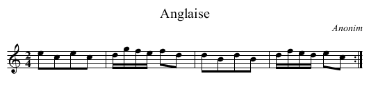 Anglaise - staff notation