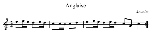 Anglaise - staff notation