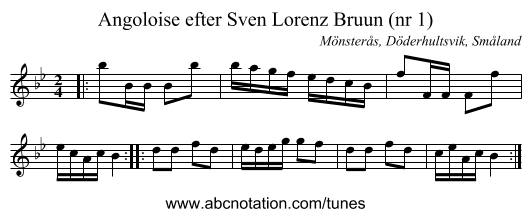 Angoloise efter Sven Lorenz Bruun (nr 1) - staff notation