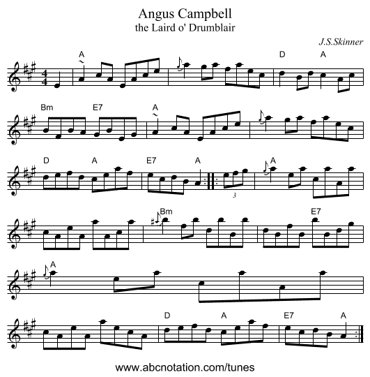 Angus Campbell - staff notation