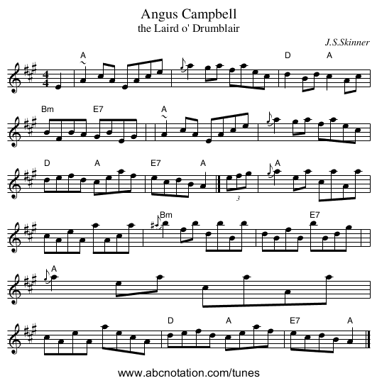 Angus Campbell - staff notation