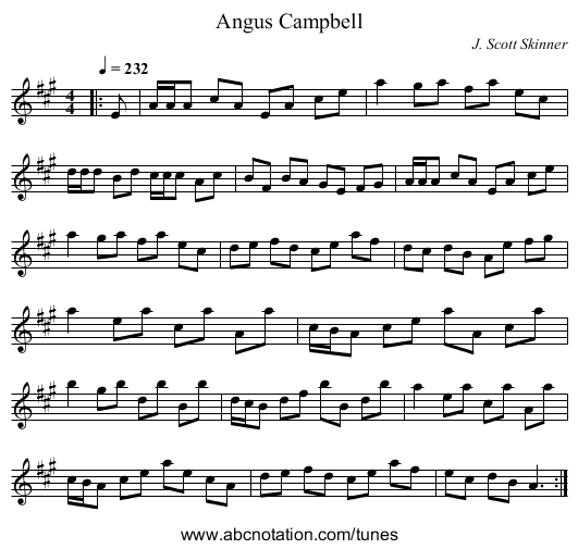 Angus Campbell - staff notation