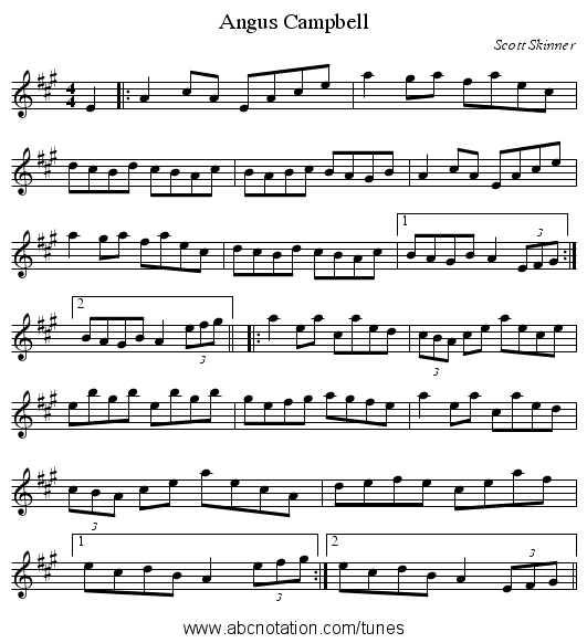 Angus Campbell - staff notation