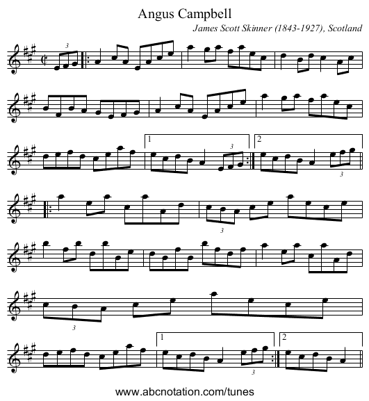 Angus Campbell - staff notation