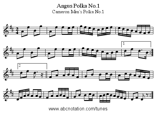 Angus Polka No.1 - staff notation