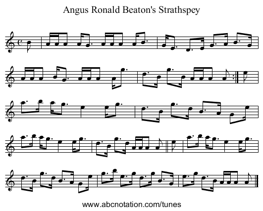 Angus Ronald Beaton's Strathspey - staff notation