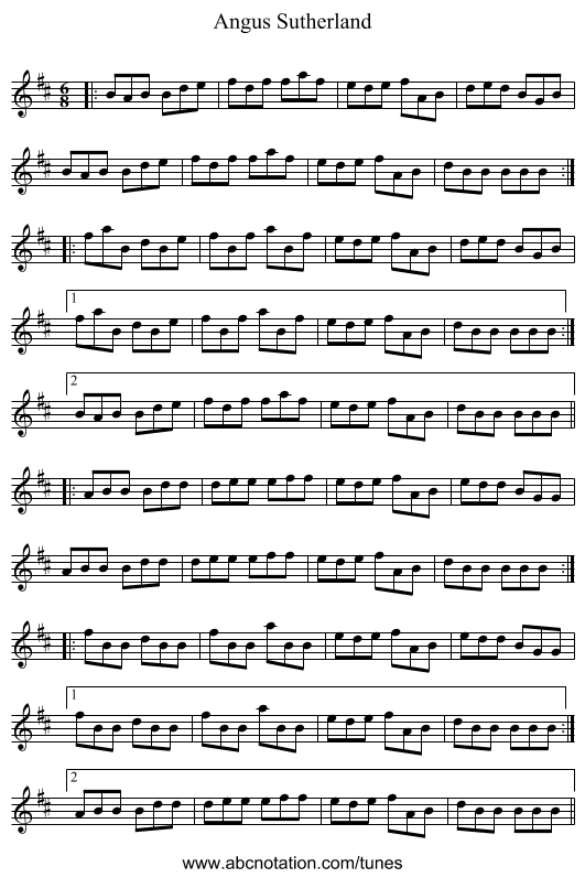 Angus Sutherland - staff notation