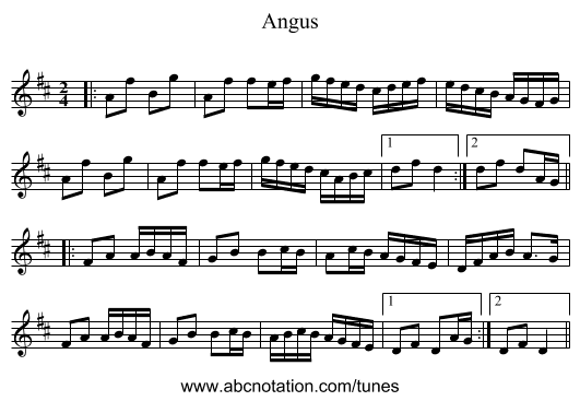 Angus - staff notation
