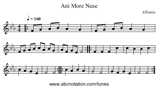 Ani More Nuse - staff notation