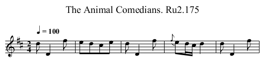 Animal Comedians. Ru2.175, The - staff notation