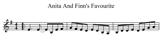 Anita And Finn's Favourite - staff notation