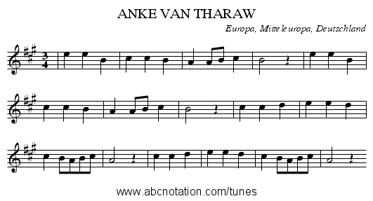 ANKE VAN THARAW - staff notation