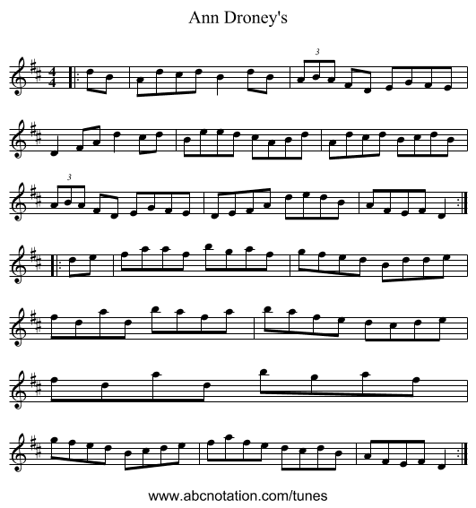 Ann Droney's - staff notation