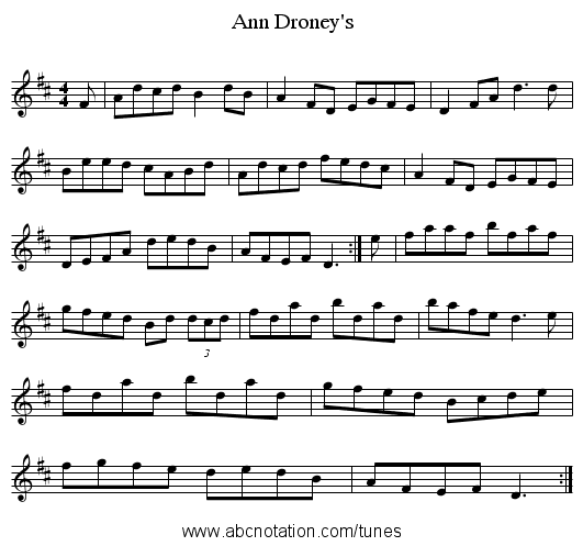 Ann Droney's - staff notation