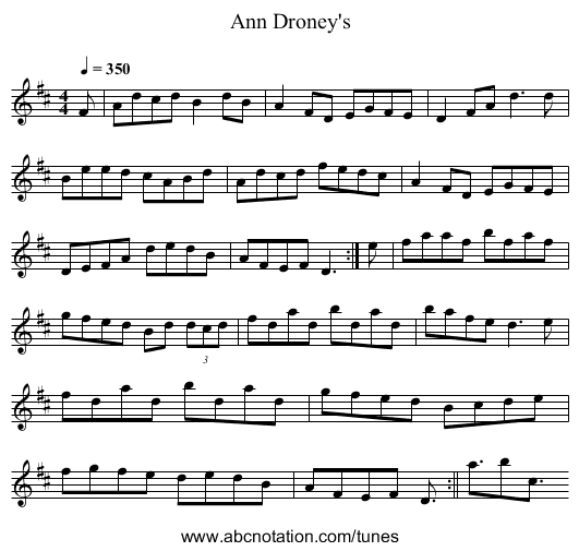 Ann Droney's - staff notation
