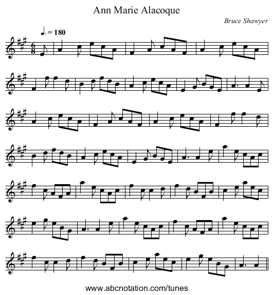 Ann Marie Alacoque - staff notation