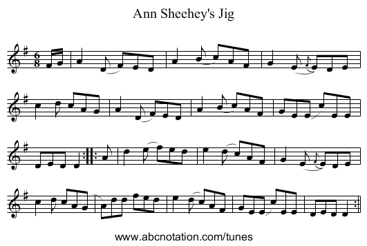 Ann Sheehey's Jig - staff notation