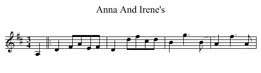 Anna And Irene's - staff notation