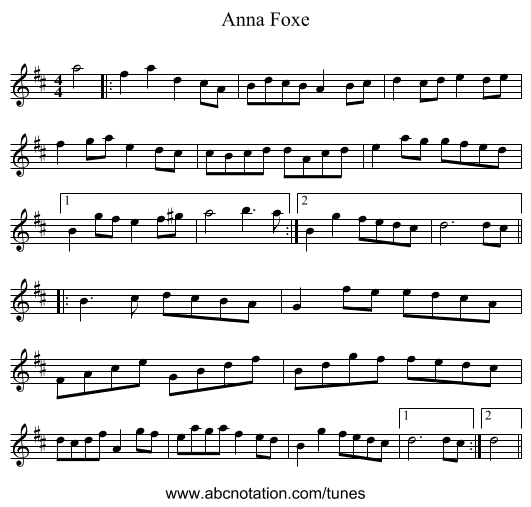 Anna Foxe - staff notation