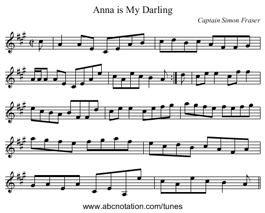 Anna is My Darling - staff notation