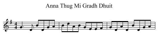 Anna Thug Mi Gradh Dhuit - staff notation