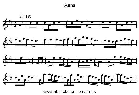 Anna - staff notation