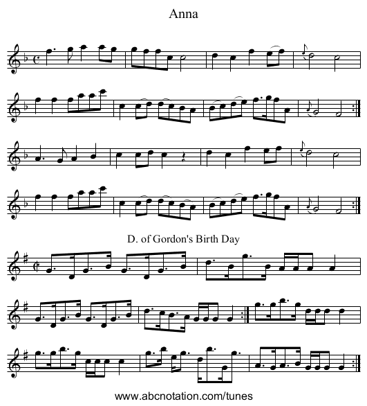 Anna - staff notation