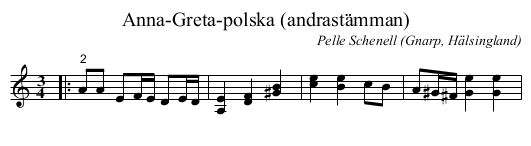 Anna-Greta-polska (andrastämman) - staff notation