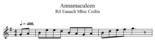 Annamaculeen - staff notation
