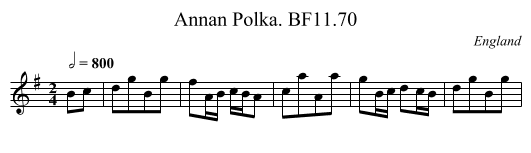 Annan Polka. BF11.70 - staff notation