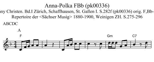 Anna-Polka FBb (pk00336) - staff notation