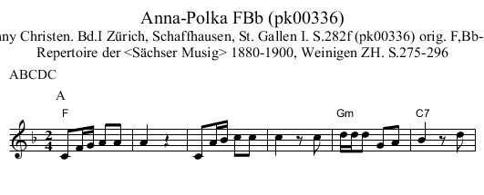 Anna-Polka FBb (pk00336) - staff notation