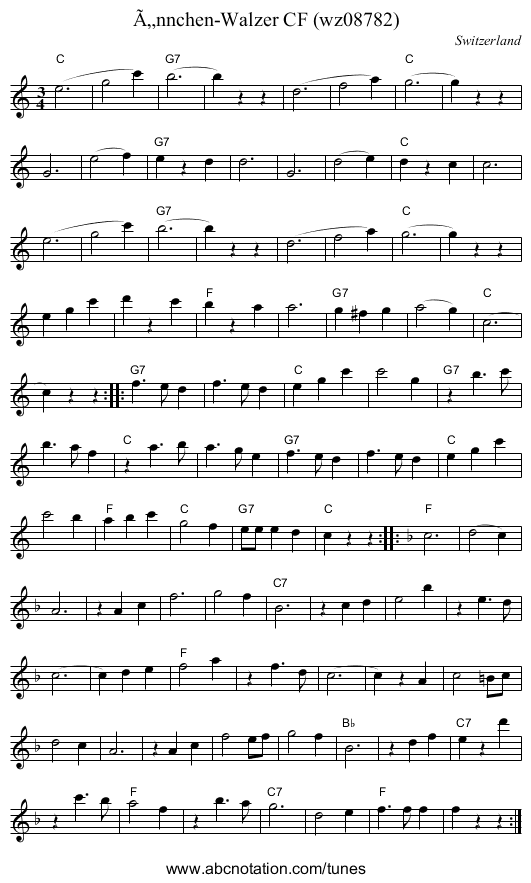 Ã„nnchen-Walzer CF (wz08782) - staff notation