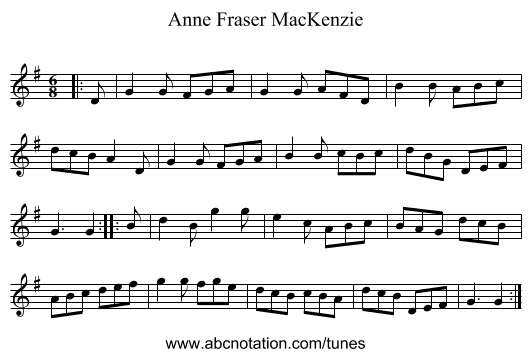 Anne Fraser MacKenzie - staff notation