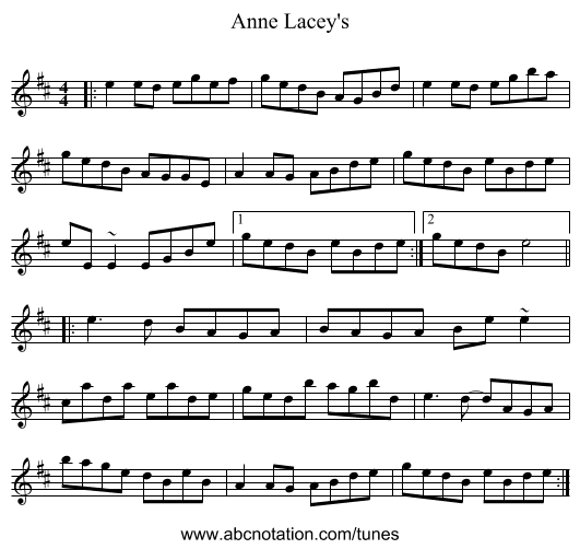 Anne Lacey's - staff notation
