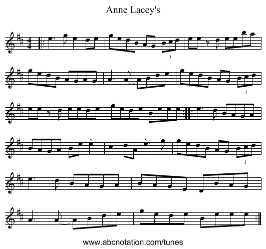 Anne Lacey's - staff notation