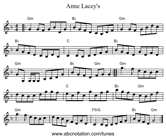 Anne Lacey's - staff notation