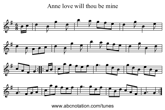 Anne love will thou be mine - staff notation