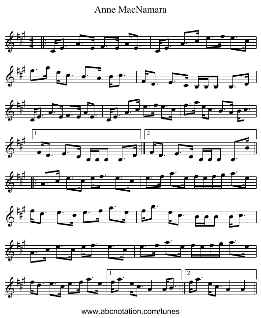 Anne MacNamara - staff notation