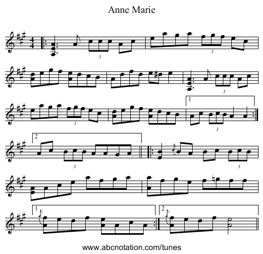 Anne Marie - staff notation