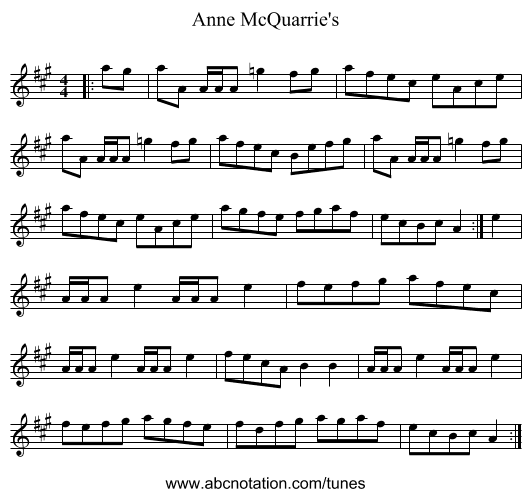 Anne McQuarrie's - staff notation
