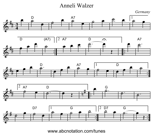 Anneli Walzer - staff notation