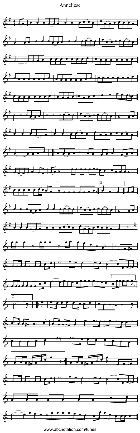 Anneliese - staff notation