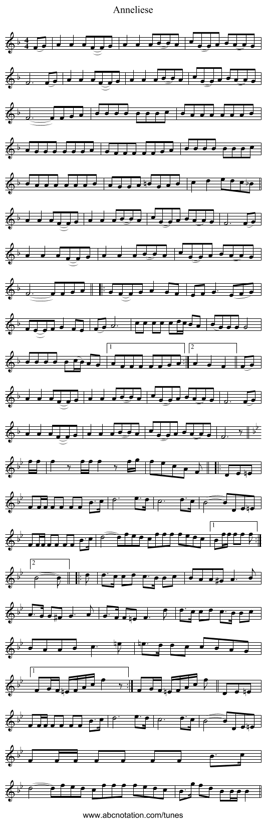 Anneliese - staff notation