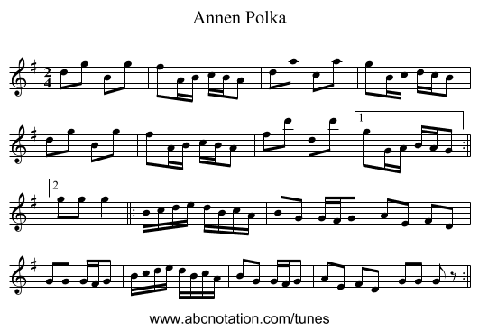Annen Polka - staff notation