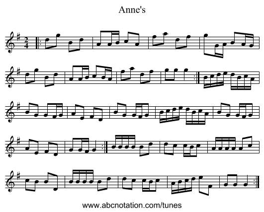 Anne's - staff notation