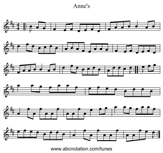 Anne's - staff notation