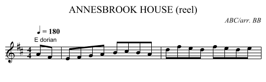 ANNESBROOK HOUSE (reel) - staff notation